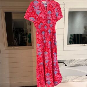 Sugarlips Vibrant Red and Blue Maxi Dress